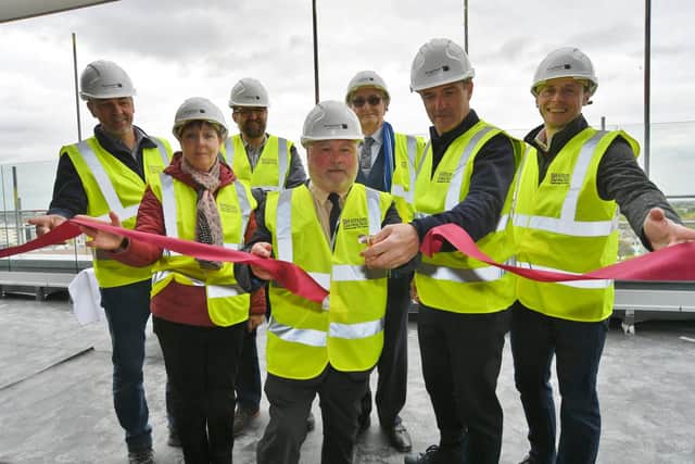 Topping out ceremony at the Hilton Hotel, Fletton Quays.