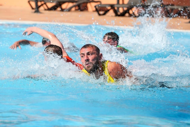 Dan Butler during a series of fitness-boosting swimming races