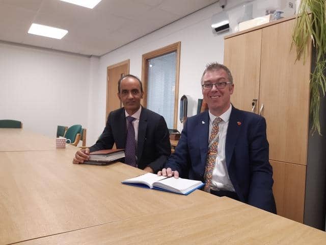 Cllr Mohammed Farooq (left) is Peterborough City Council's new leader, while Cllr John Howard (right) is its new deputy leader and cabinet member for finance