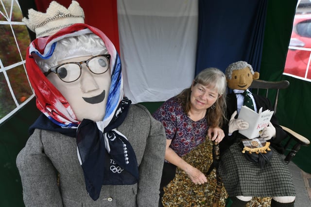  Werrington Show 2022 Jubilee  Scarecrow Trail.    Jan Forster with her display
