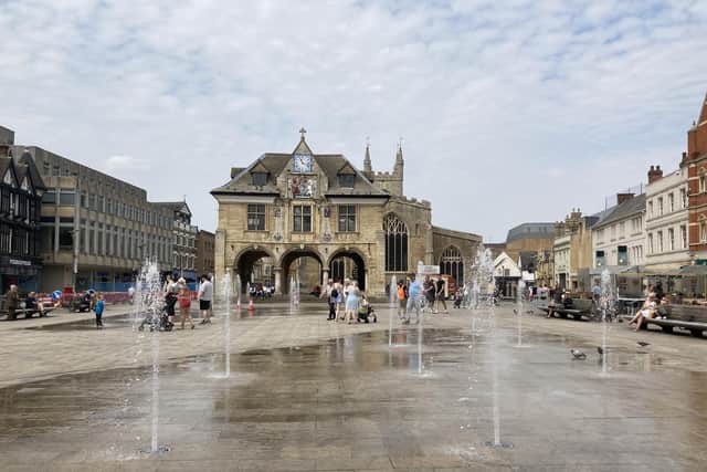 This photograph taken by Carol Macfarlane, of Farcet, on July 20 this year is thought to be the last time the fountains in Cathedral Square, Peterborough,  were seen working.