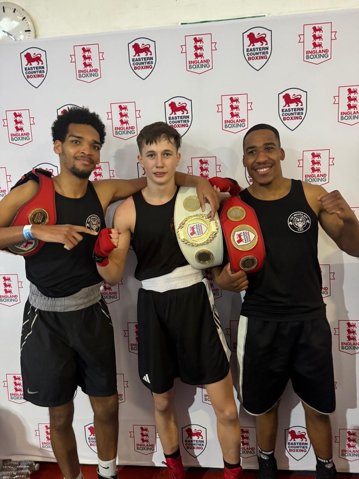 Timberwolves Boxers Record-breaking Wolves Den boxers at the Eastern Counties Championships