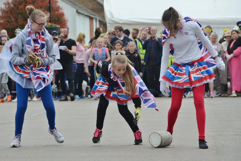 Stilton cheese rolling in 2016 -The Harmony Majorettes team