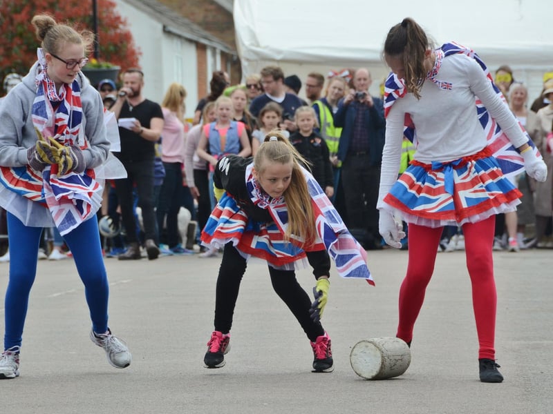 Stilton cheese rolling in 2016 -The Harmony Majorettes team