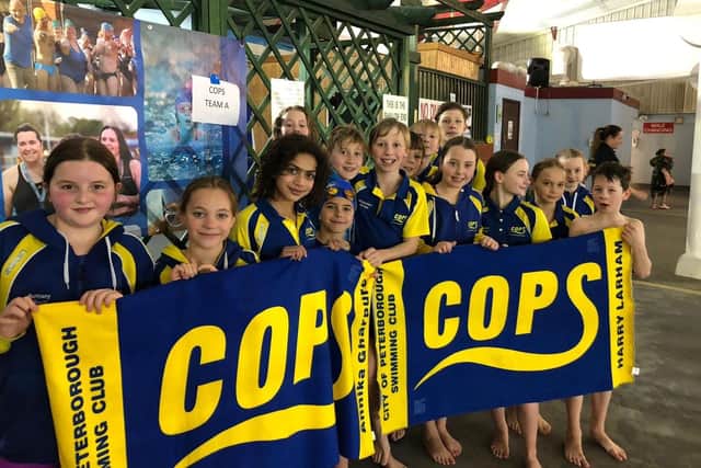 COPS swimmers enjoying a Junior Fenland League meet at the pool in Whittlesey.