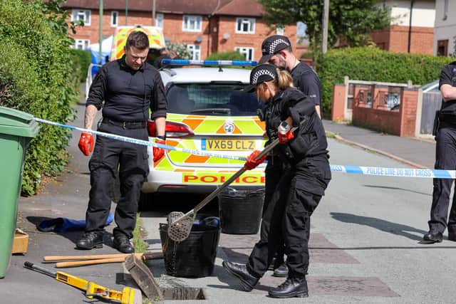 Forensics at the scene Berwick Avenue in Coton Hill, Shrewsbury .