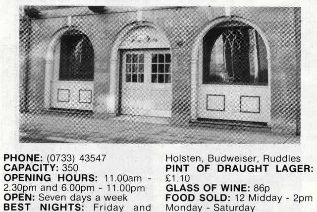 The Lion in the 1980s, offering draught lager at £1.10 a pint and wine at 86p per glass