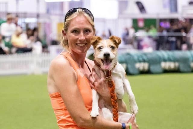 Becci Hodson and her seven-year-old dog Jaffa have been training together since he was a pup - here they are pictured at the Discover Dogs semi-finals.