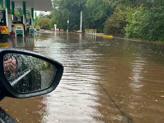 Another flooded petrol station, this time caught by Kerry Regis-Howard. Orton, perhaps?