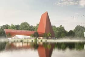 The original planned 34 metre high Climb Wall at Nene Park in Peterborough