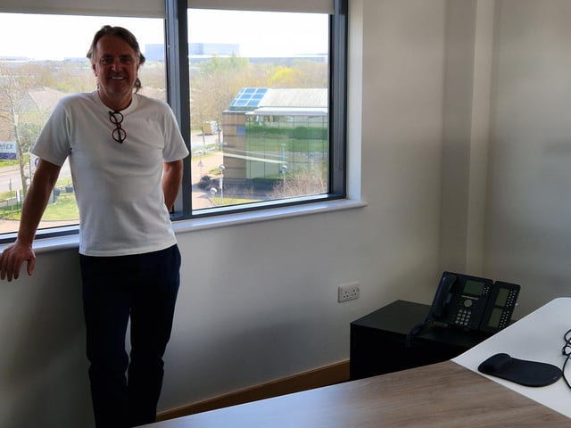 Andrew Killingsworth, chief executive of Yours Clothing, in his new office at Saxon House, Orton Southgate, Peterborough, which has just been bought by AR Retail, owner of Yours Clothing