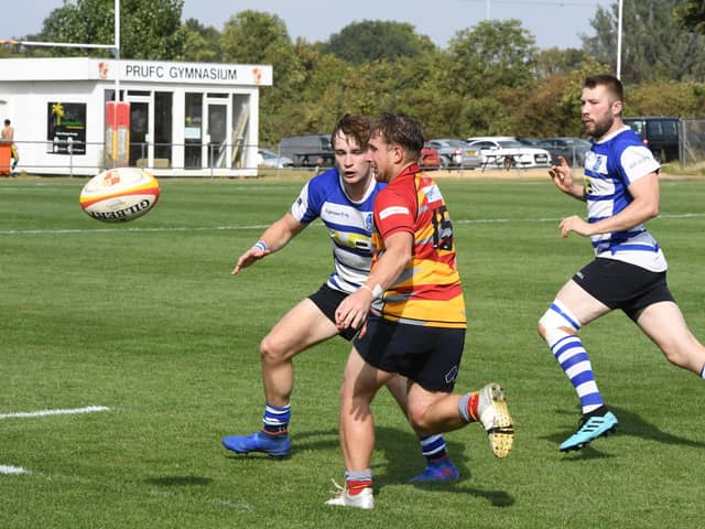Ross Chamberlain (near) scored a try for Borough at Northampton Old Scouts. Photo: David Lowndes.