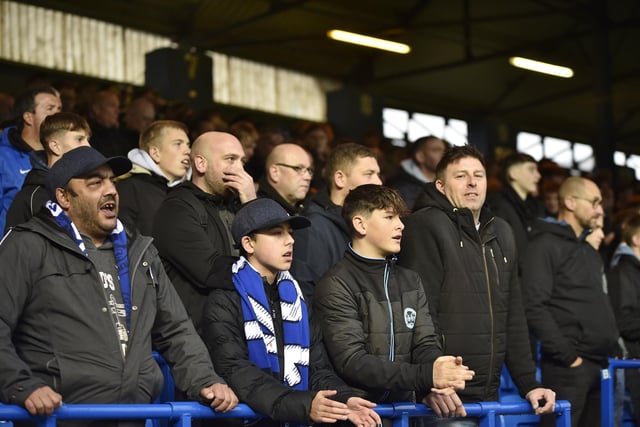 Peterborough United fans watch their side struggle to a 2-2 draw at home to Salford.