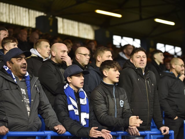 Peterborough United fans watch their side struggle to a 2-2 draw at home to Salford.