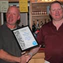 City Pub of the Year - the Blue Bell, Werrington. Pictured is licensee John Lawrence with Matt Mace