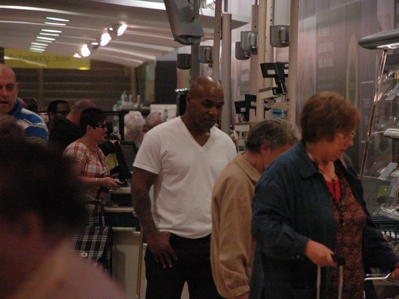 Mike Tyson buying a sandwich in M&S, Queensgate