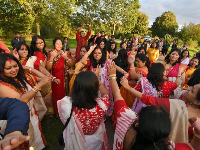 The colourful parade to celebrate Hindu festival of Durga Puja Festival