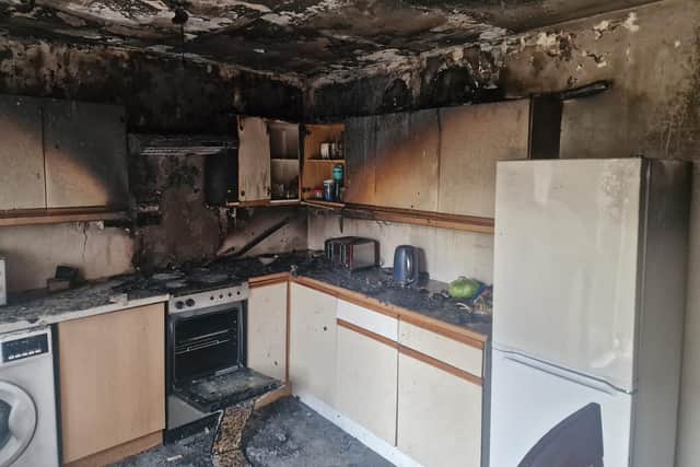 The fire destroyed the kitchen