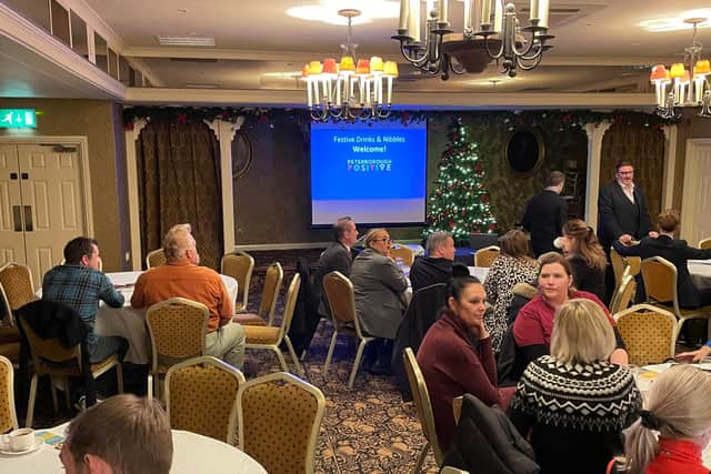 Members of the Peterborough Business Improvement District at a Christmas gathering to discuss the organisation's first six months and the year ahead.