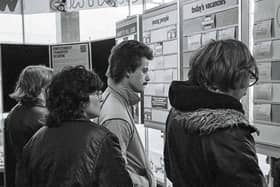 Aurelio Pinto outside the Job Centre in 1985