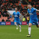 Harrison Burrows after scoring at Blackpool in a 4-2 Posh win in October. Photo: Joe Dent/theposh.com.