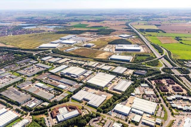 An aerial view of the business hub containing the new warehouse at Orton Southgate , Peterborough, that has been leased by Yours Clothing