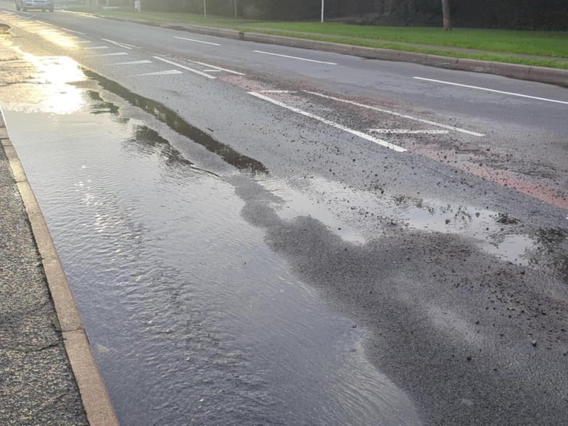 Water flowing down the street