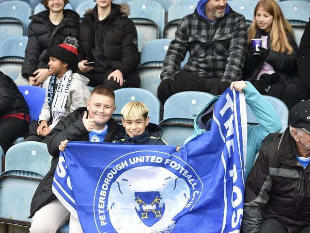 Peterborough United fans watch their side struggle to a 2-2 draw at home to Salford.