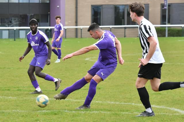 A goal for Stanground against Oundle Town. Photo David Lowndes.