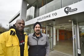 Del Singh and storyteller Jonah Batambuze who are making a short film about the Key Theatre