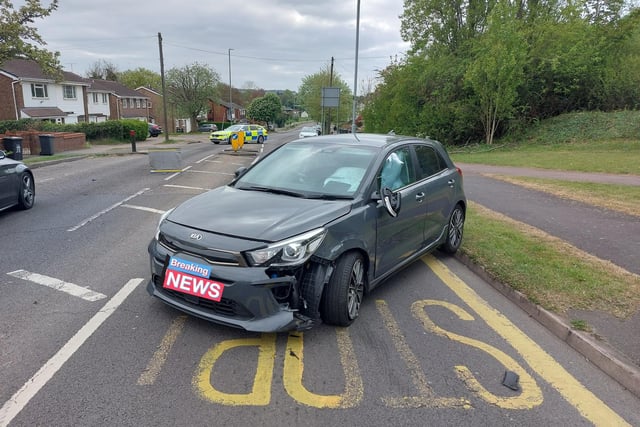 This vehicle with cloned plates - which was stolen in a burglary - was clocked by officers before it immediately drove off. It crashed within seconds - but the driver escaped on foot.
