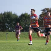 Charles Gray ran in a hat-trick of tries for Borough against Market Harborough. Photo Kevin Goodacre.