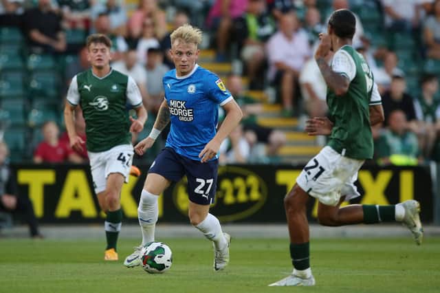 Joe Taylor in action for Posh at Plymouth in the EFL Cup. Photo: Joe Dent/theposh.com