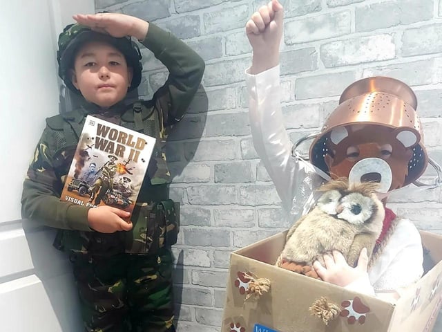 Hugo, 9, solider - Darcie, 4, Baby Bear from Whatever Next