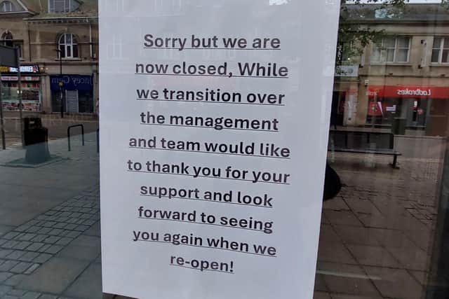The sign on the doors at Sir Henry Royce in Peterborough city centre