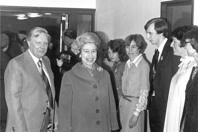 The Queen meeting staff at the Cresset in 1978.