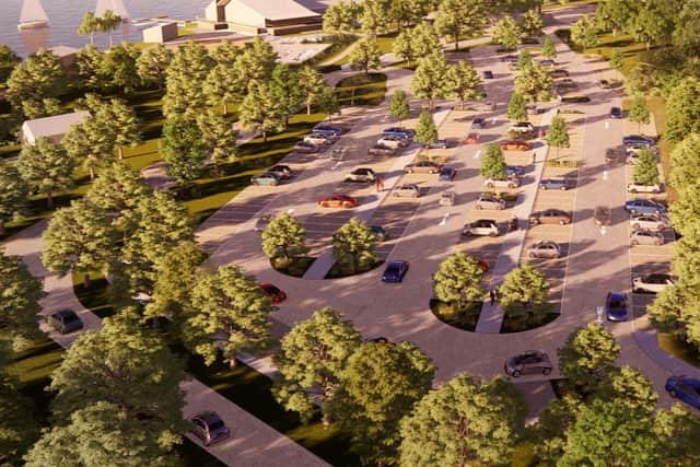 This image shows how the planned new car park at Ferry Meadows in Peterborough, will appear once completed.