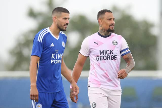 Posh striker Jonson Clarke-Harris during the pre-season win over Leicester City. Photo: Joe Dent/theposh.com