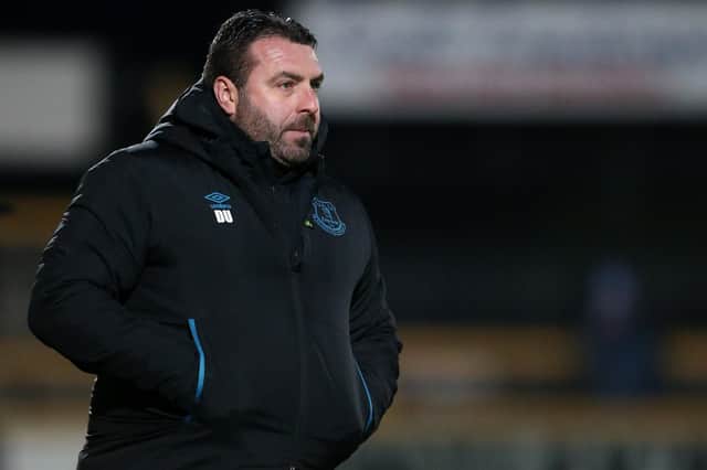 Oldham Athletic manager David Unsworth. Photo by Lewis Storey/Getty Images.