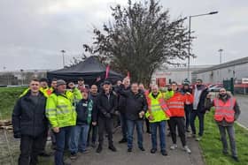 The postal workers taking industrial action last week outside the depot in Werrington