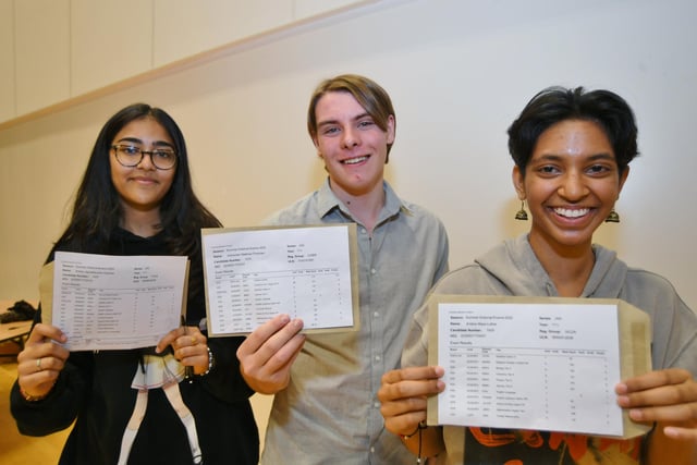 Students  Krisha Chauhah, Alexander Foreman and Anisha Luther. 



GCSE results day 2022
