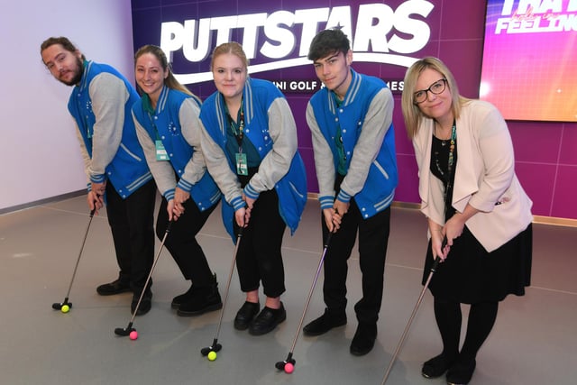 Staff at the opening of Puttstars at Queensgate
