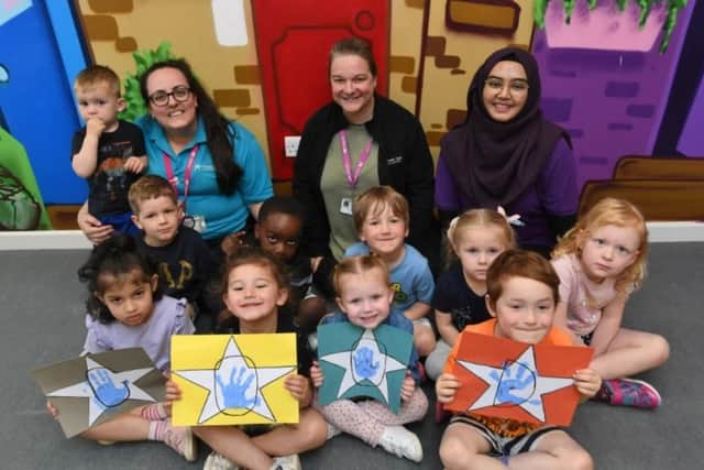 Staff and pupils at the Stars and Sparkles Day Nursery, in Matley, which has been praised by Ofsted as 'Good' (image: David Lowndes).