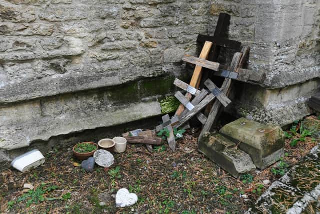 Some of the items removed from graves at Holy Trinity Church, Orton Longueville