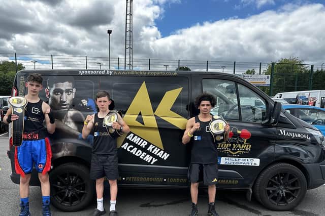 Top Yard Boxing Club winners at the Midlands Box Cup, from left, Westley Smith, Jerry-Mike Connors and Ismael Arif.