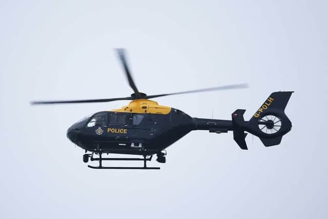 The police helicopter was called to assist officers
