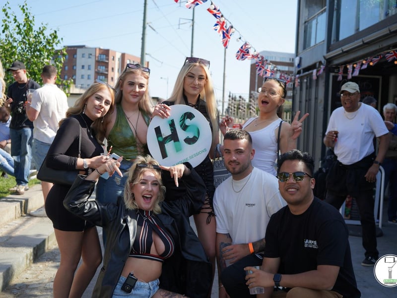 In the beer garden at Charters with House Sessions