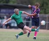 Action from a 4-0 Tuesday night friendly win for Peterborough Sports at Sleaford. Photo Darren Wiles