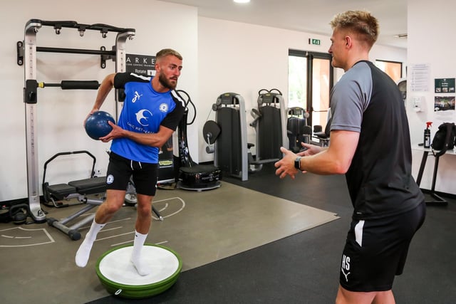 Dan Butler continues his recovery from injury in the gym