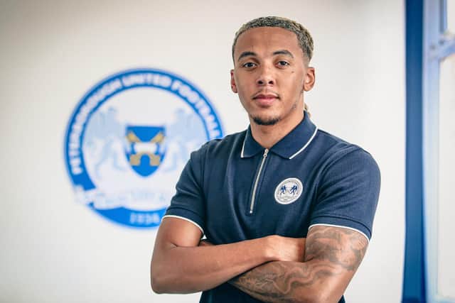 Romoney Crichlow after signing for Peterborough United. Photo: Joe Dent.